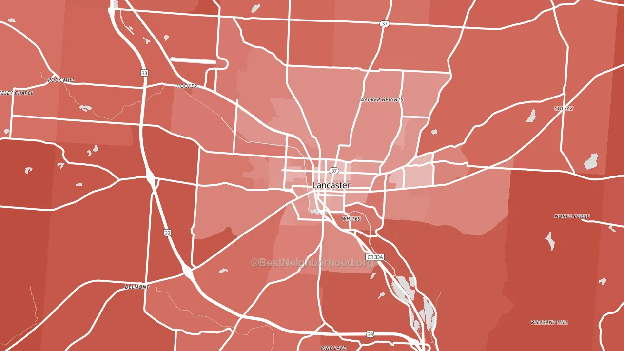 43130, OH block-group political-lean map