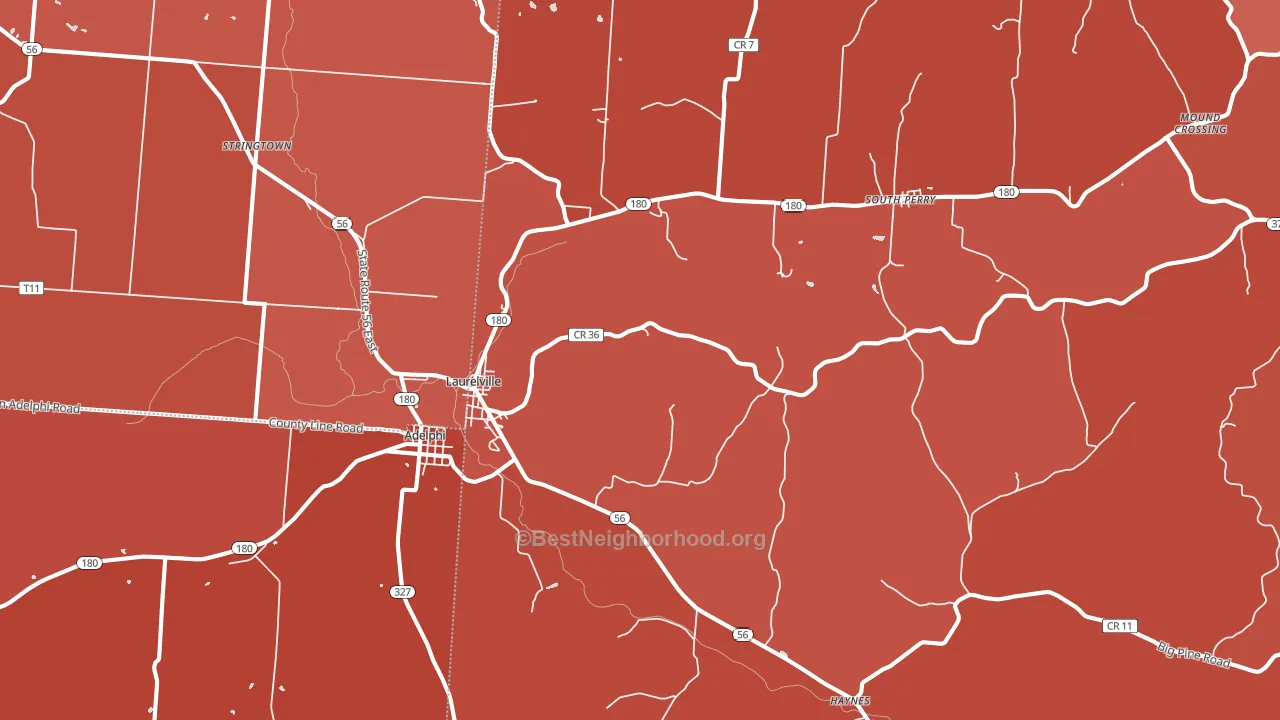 43135, OH block-group political-lean map