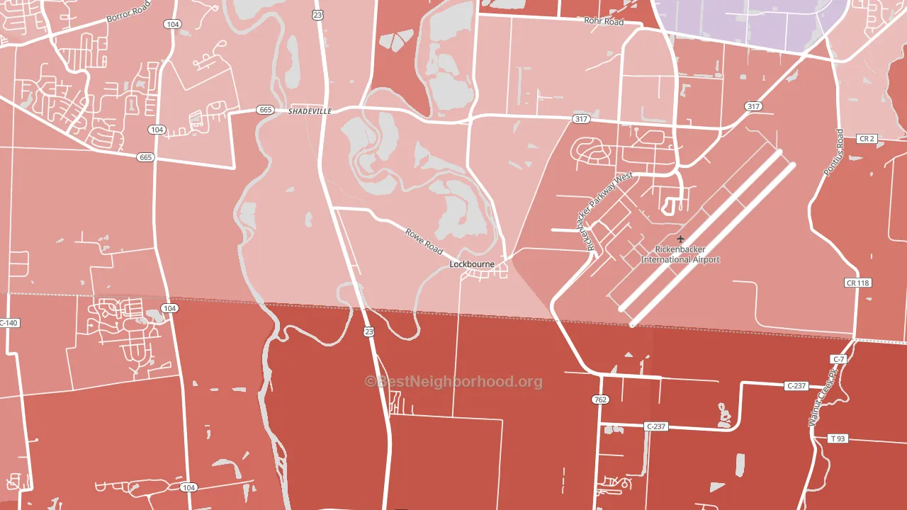 43137, OH block-group political-lean map