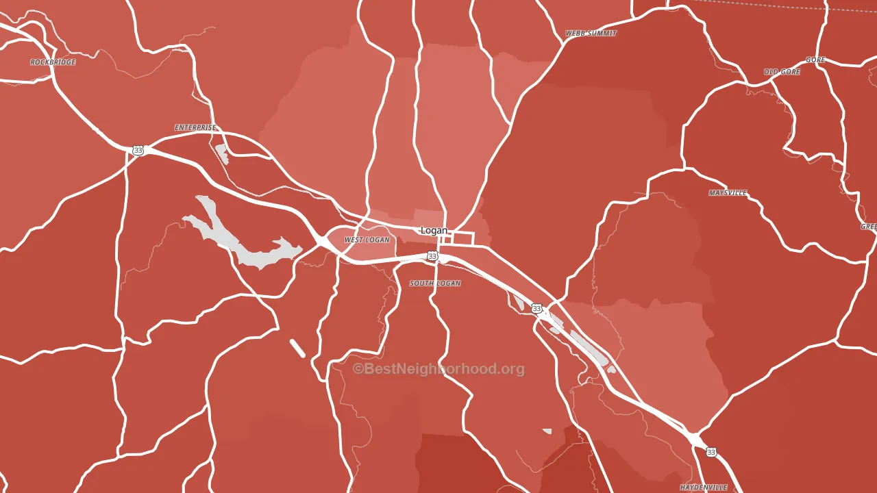 43138, OH block-group political-lean map