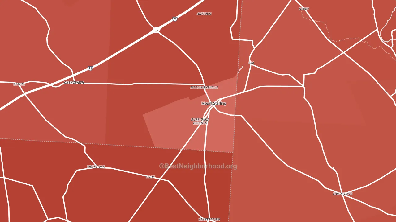 43143, OH block-group political-lean map
