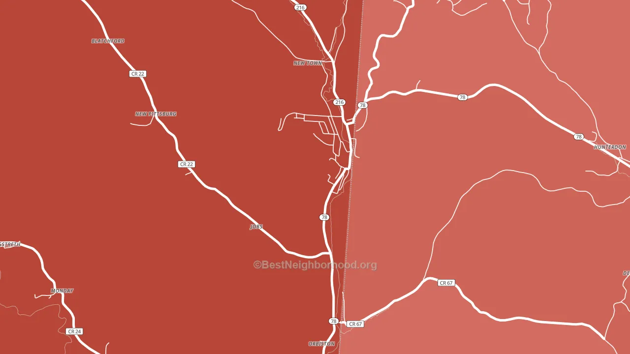 43144, OH block-group political-lean map