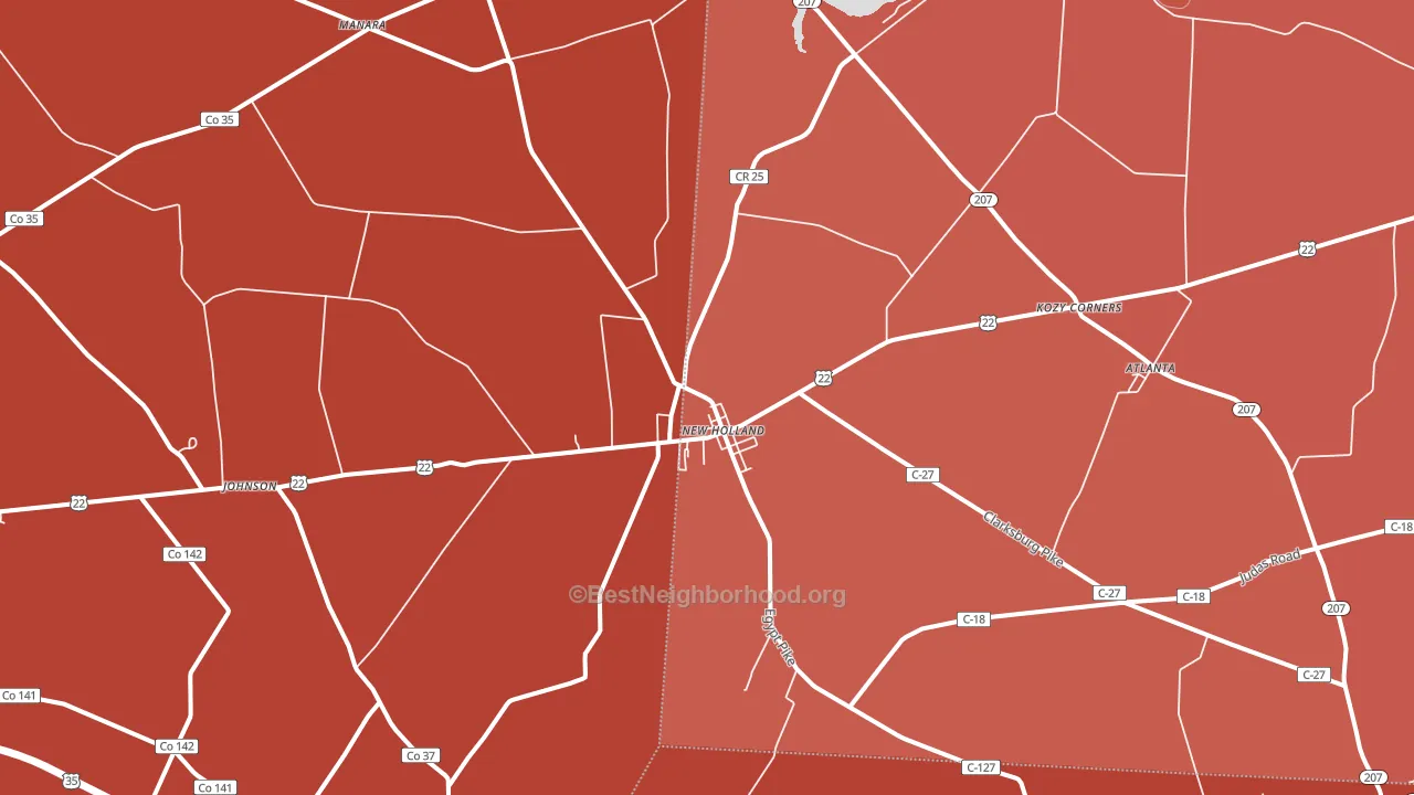 43145, OH block-group political-lean map