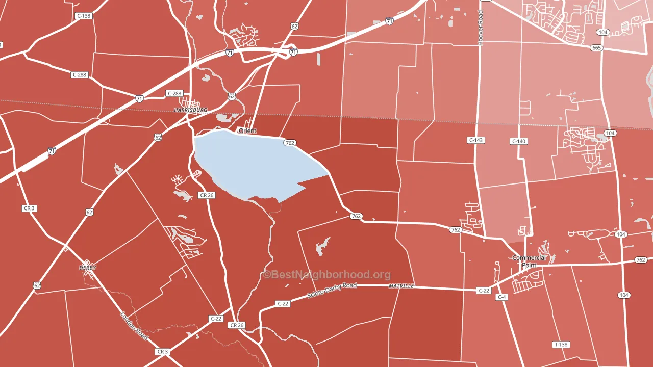 43146, OH block-group political-lean map
