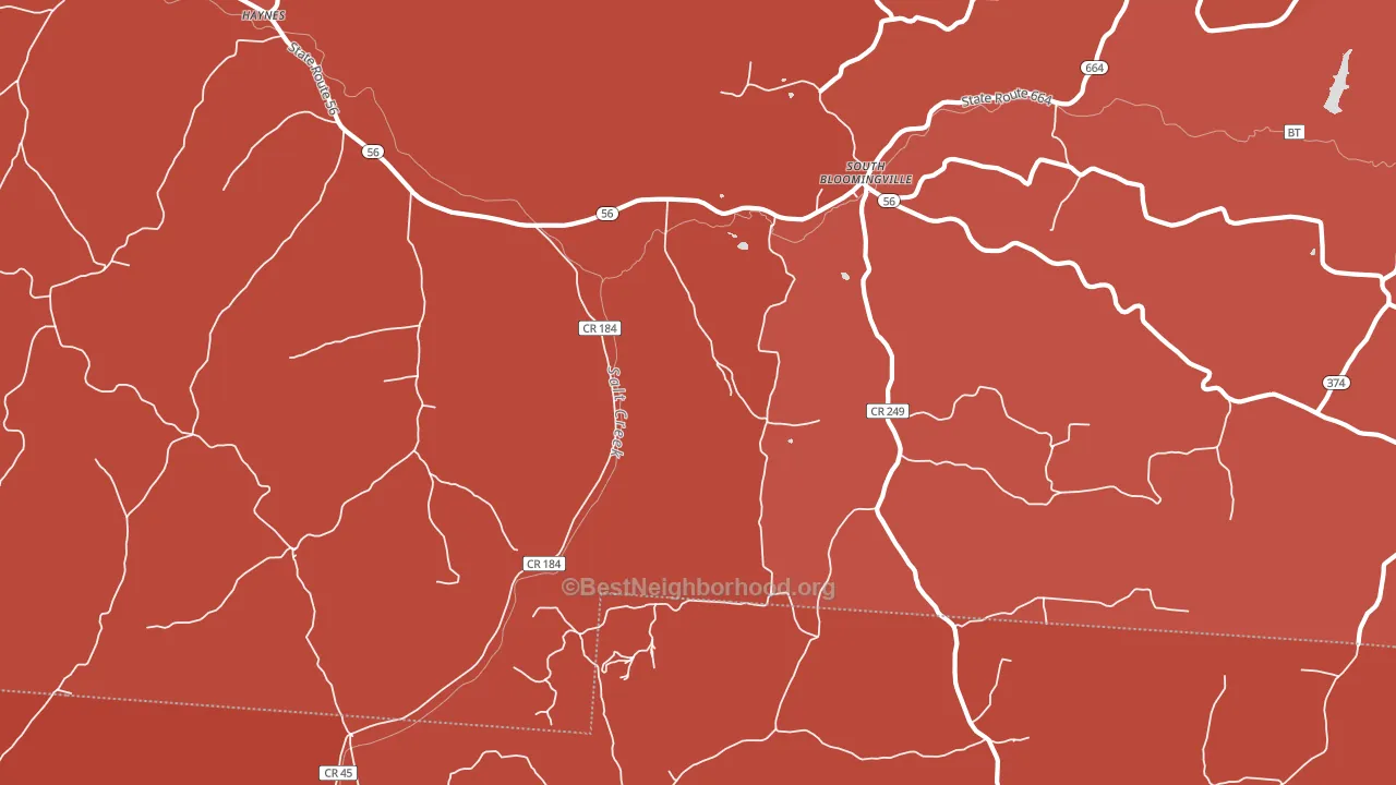 43152, OH block-group political-lean map
