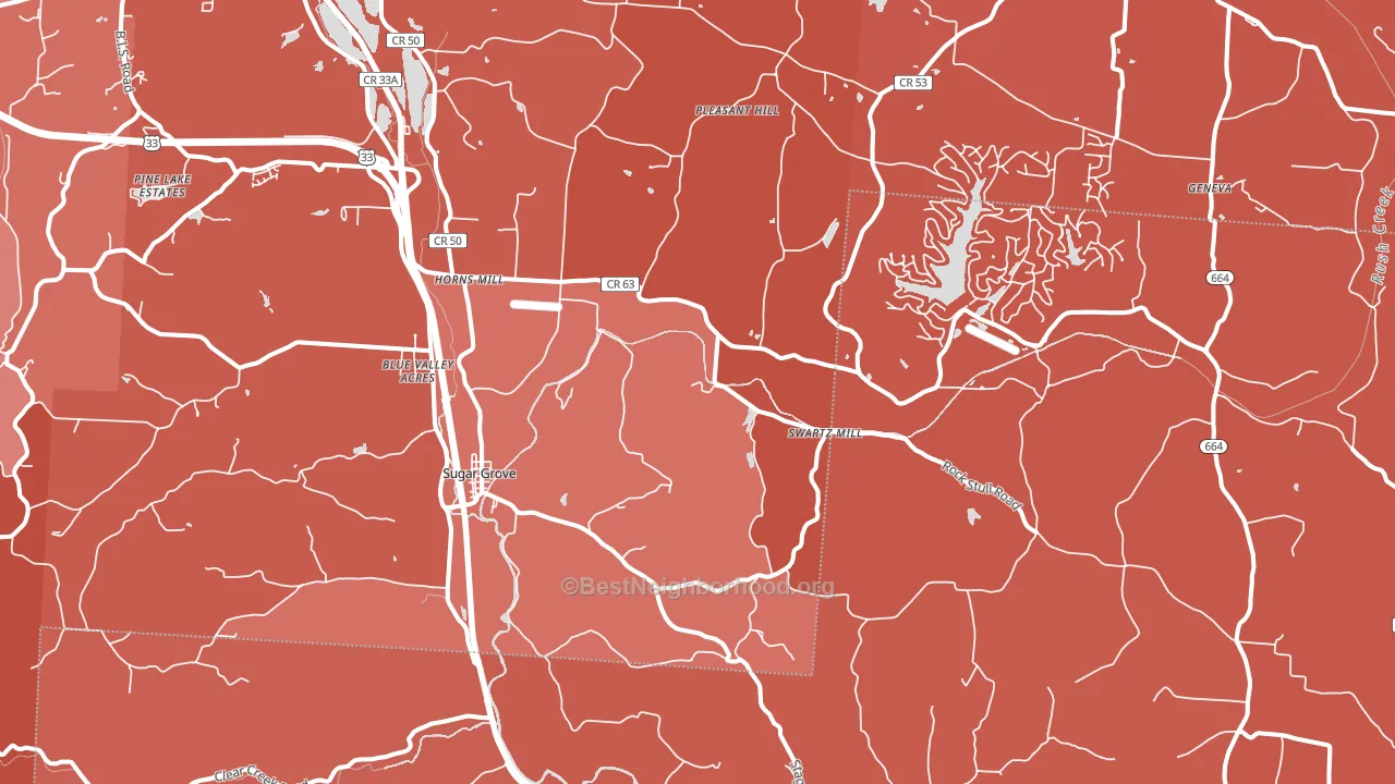 43155, OH block-group political-lean map