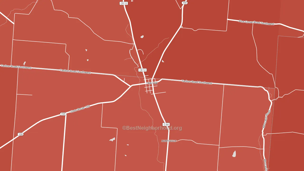 43156, OH block-group political-lean map