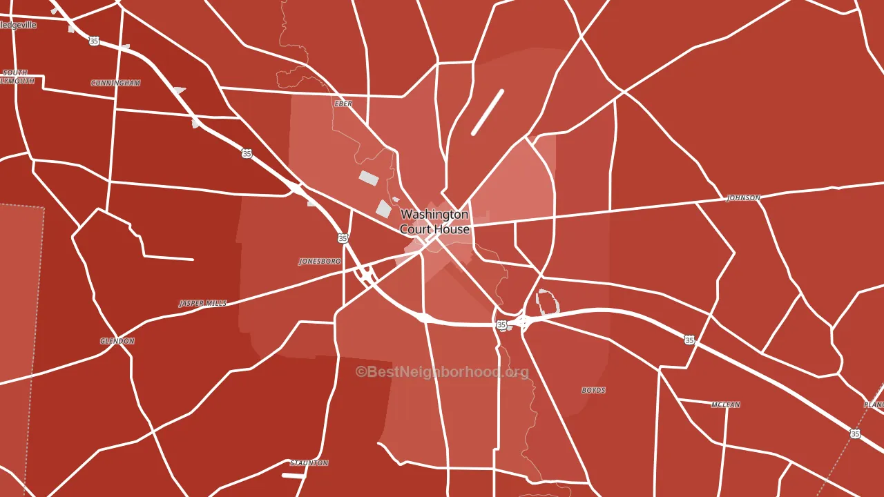 43160, OH block-group political-lean map
