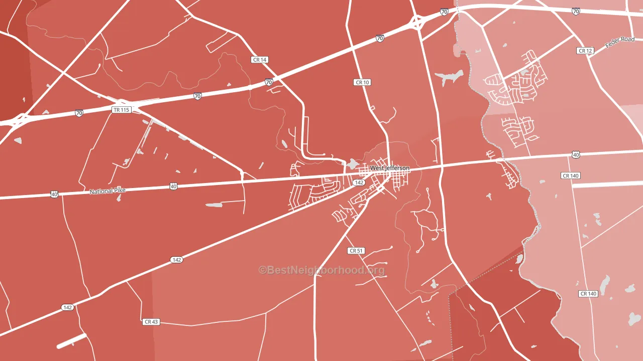 43162, OH block-group political-lean map