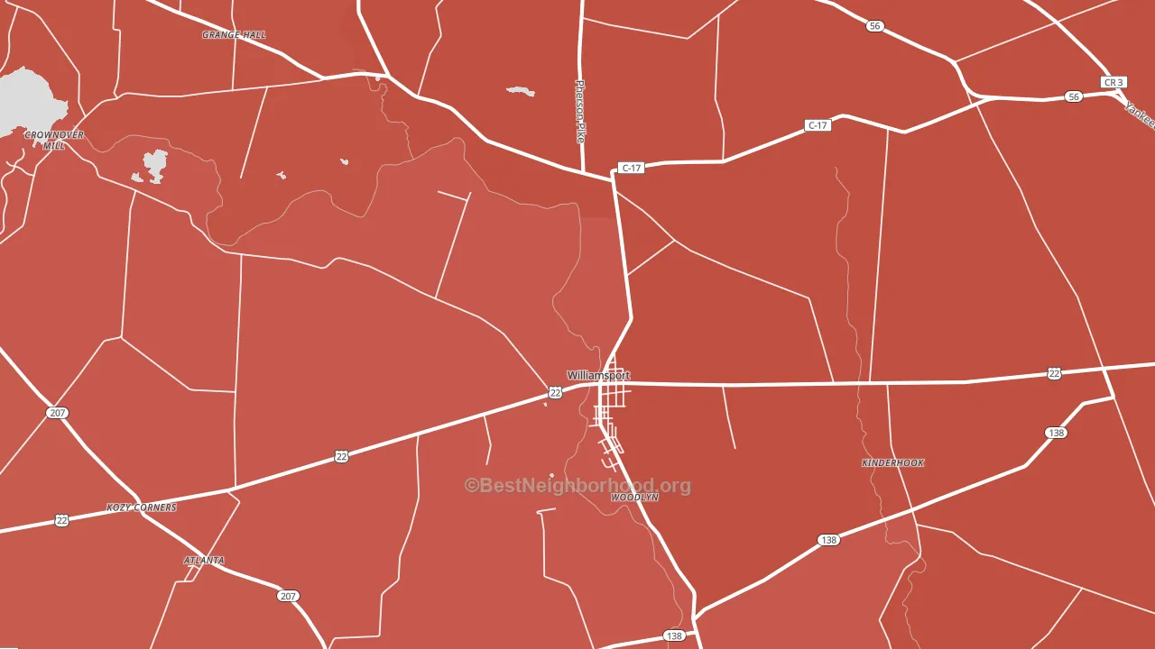 43164, OH block-group political-lean map