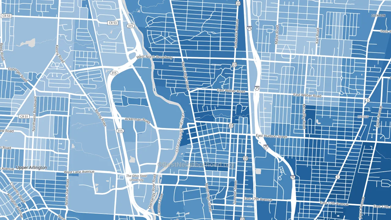 43202, OH block-group political-lean map