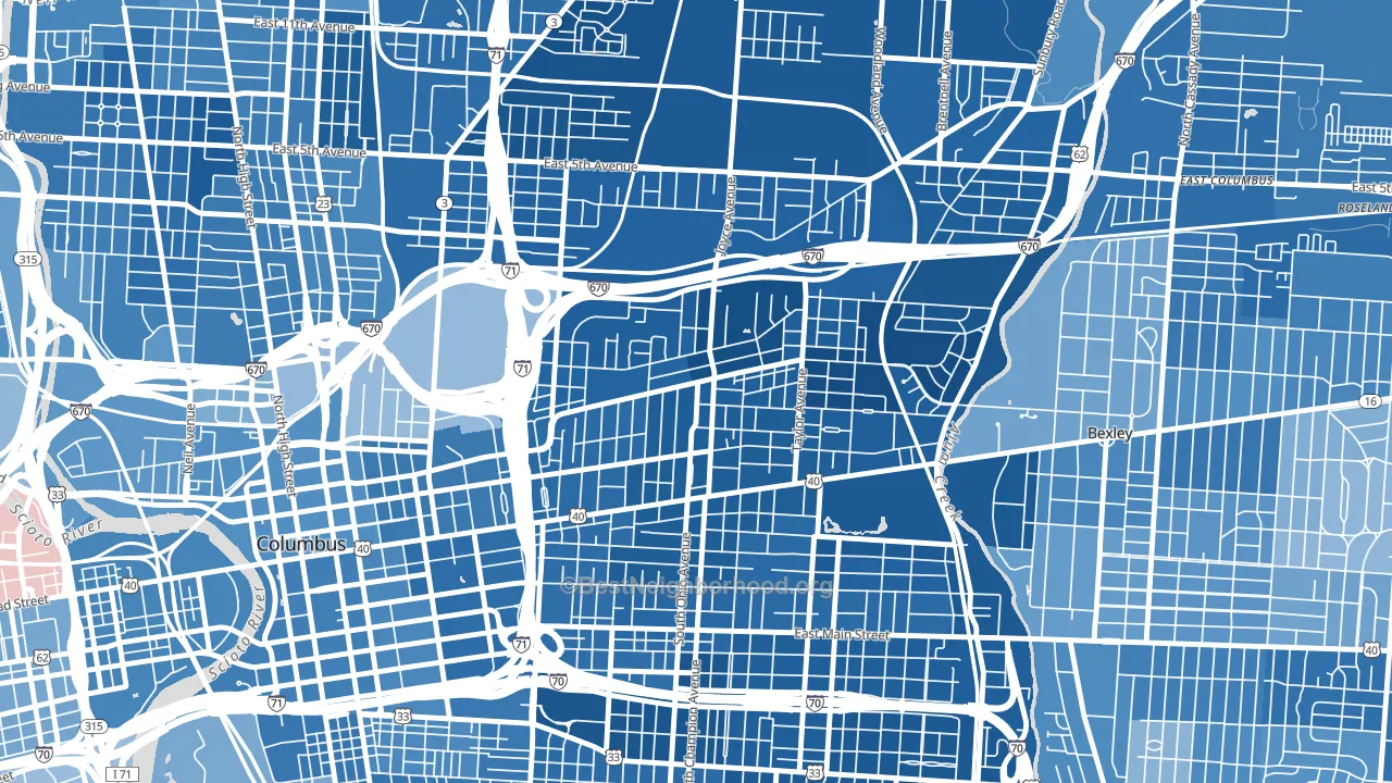 43203, OH block-group political-lean map