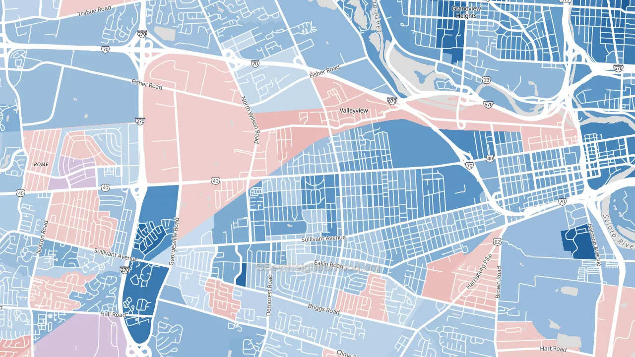 43204, OH block-group political-lean map