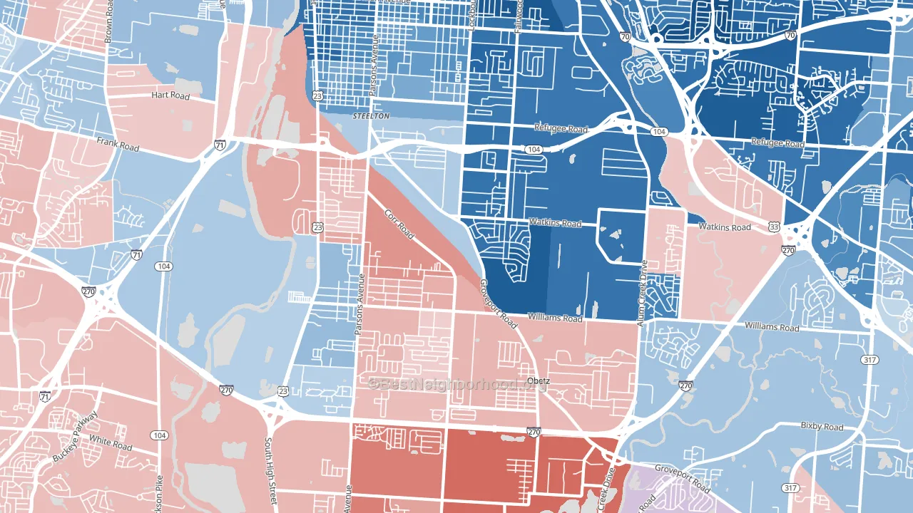 43207, OH block-group political-lean map