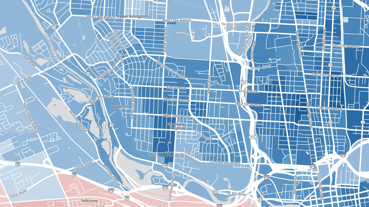 43212, OH block-group political-lean map