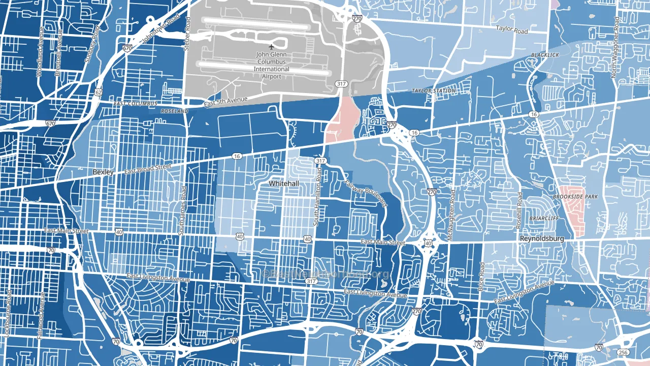 43213, OH block-group political-lean map