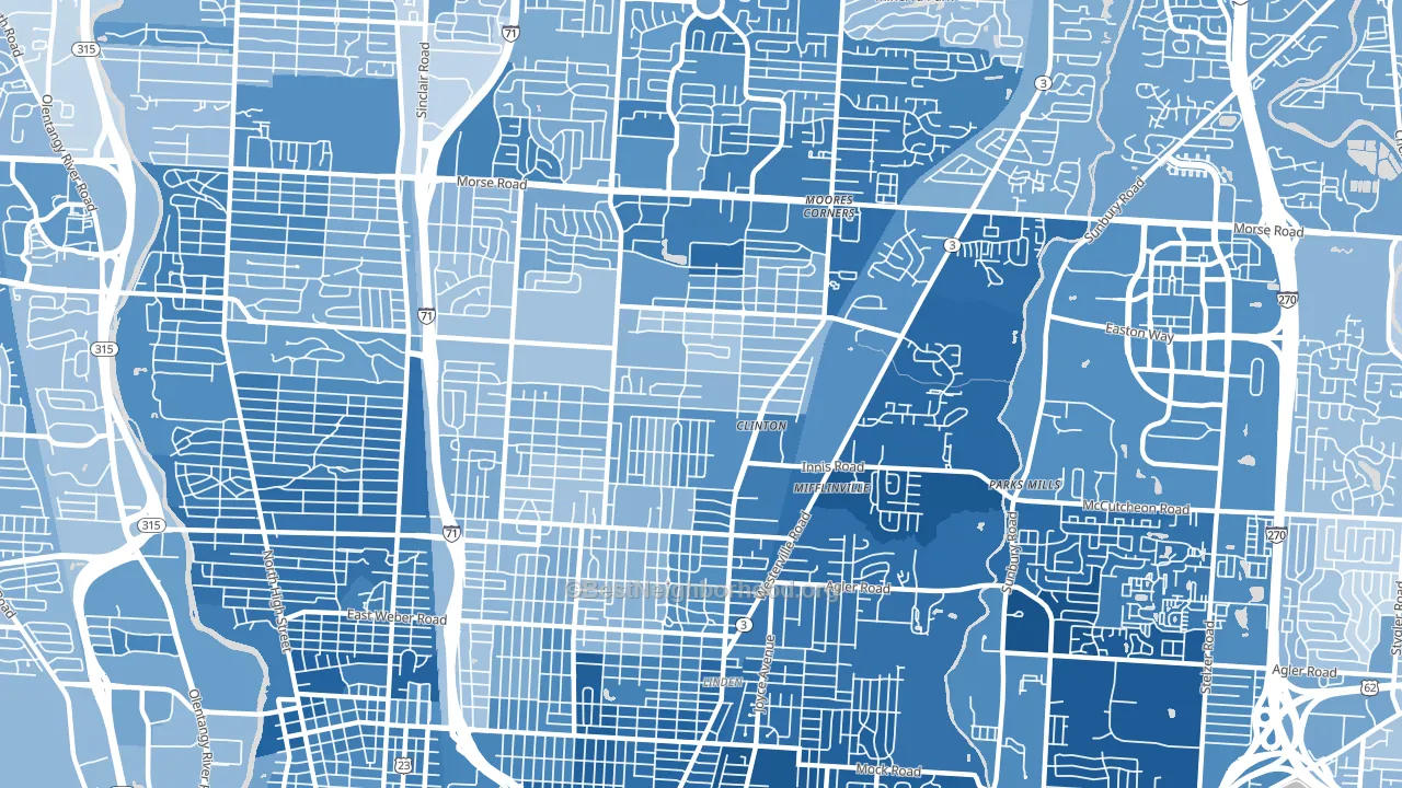 43224, OH block-group political-lean map