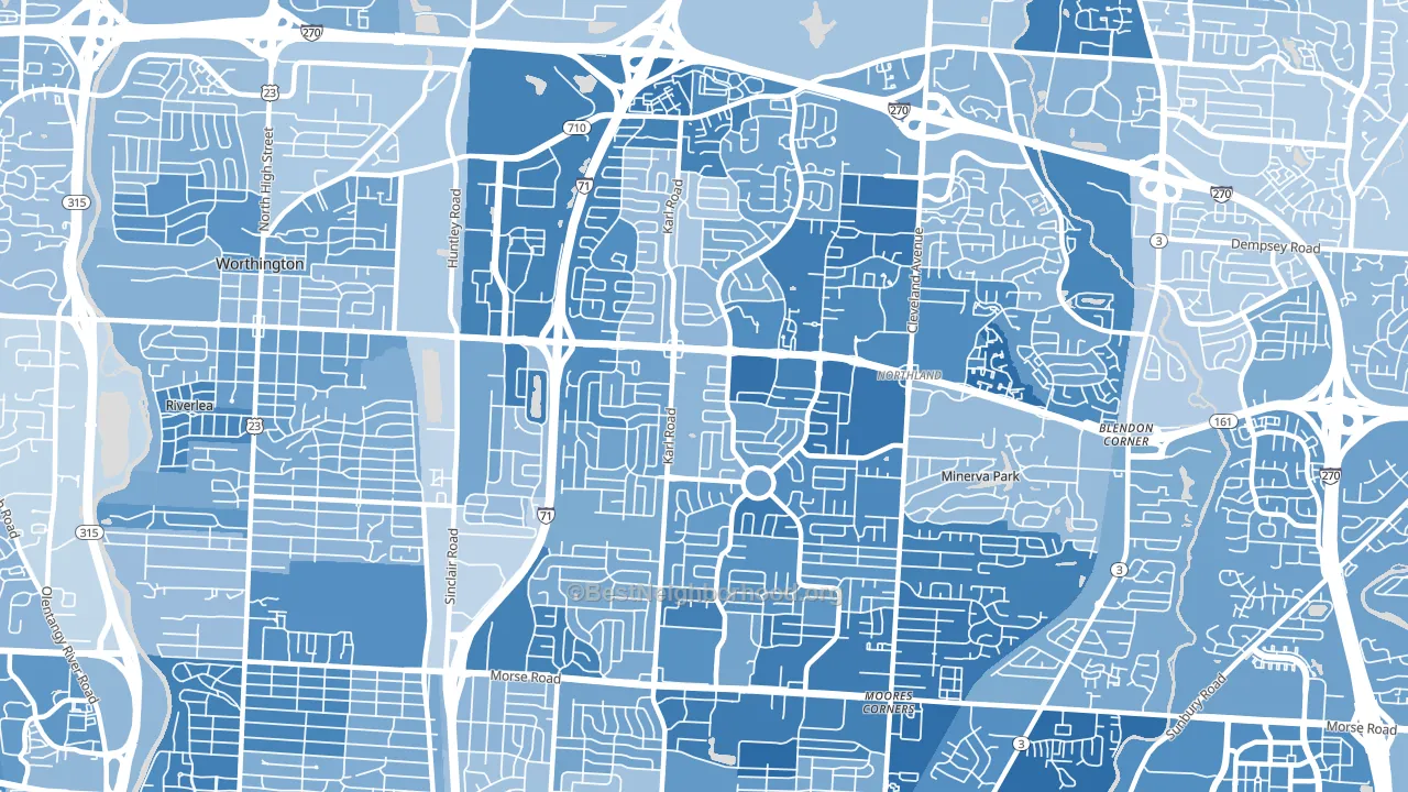 43229, OH block-group political-lean map