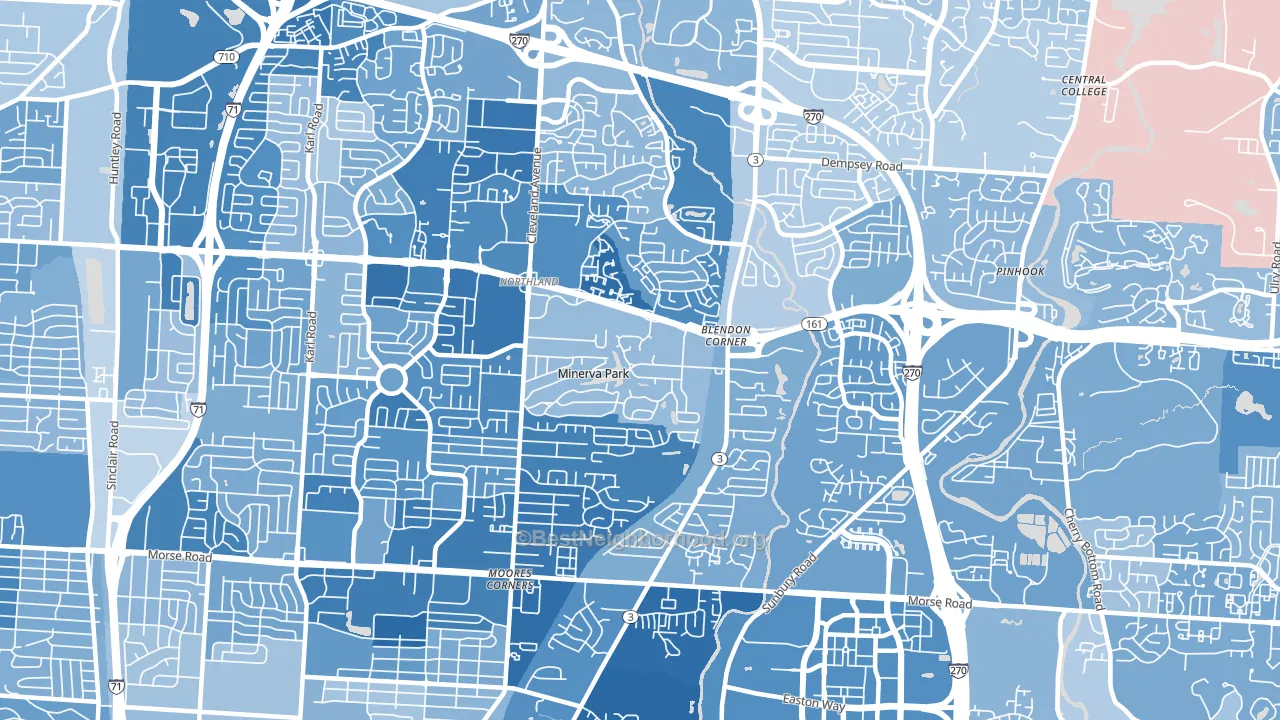 43231, OH block-group political-lean map