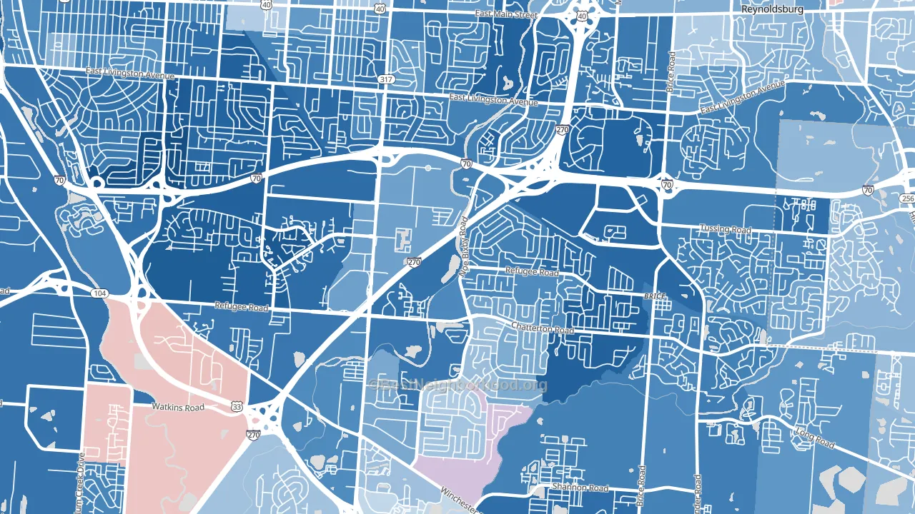 43232, OH block-group political-lean map