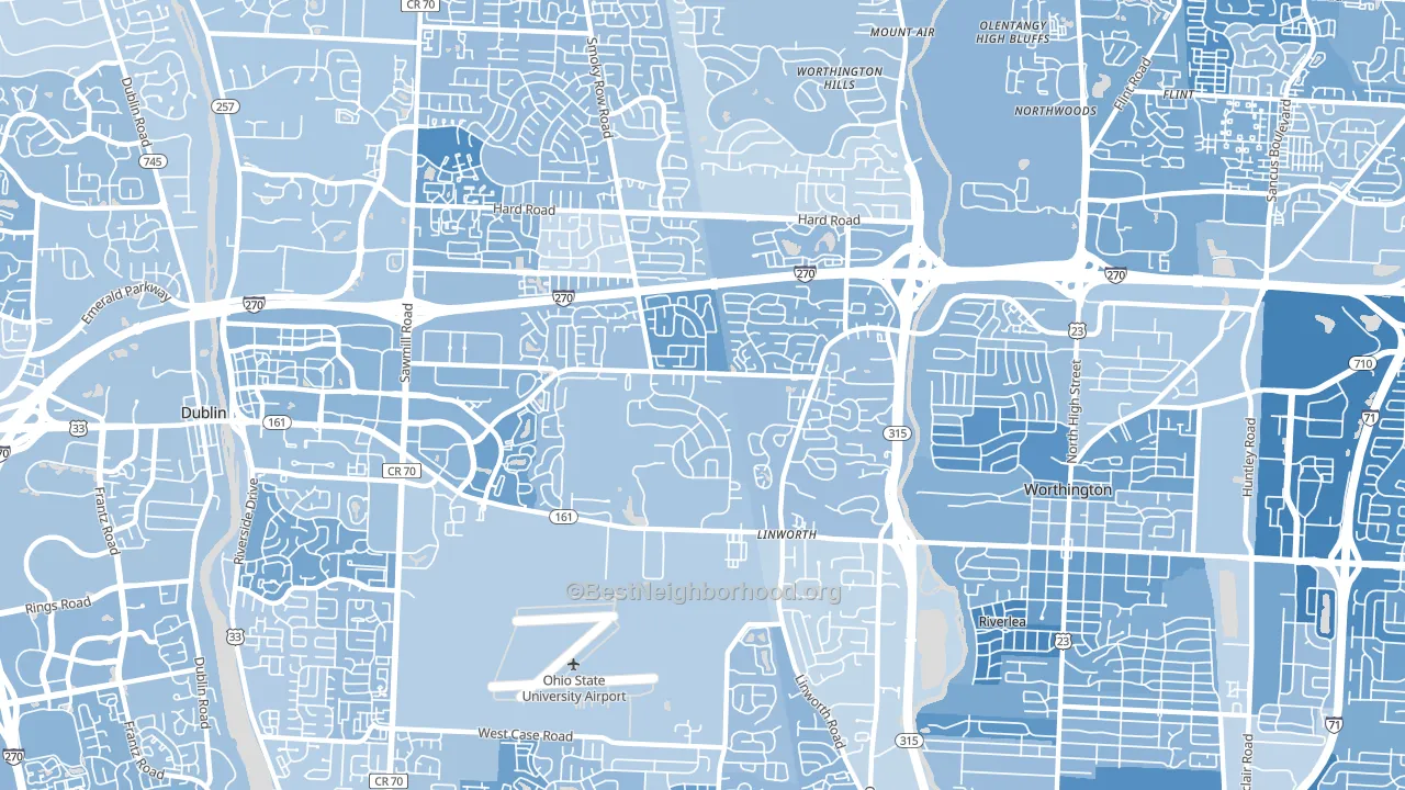 43235, OH block-group political-lean map