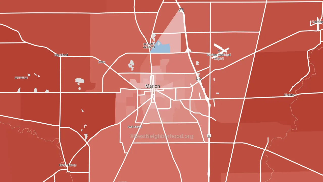 43302, OH block-group political-lean map