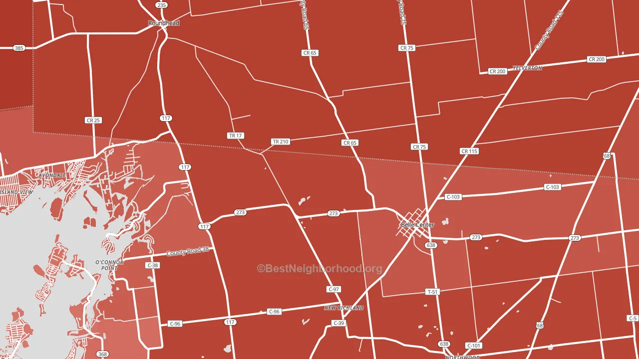 43310, OH block-group political-lean map