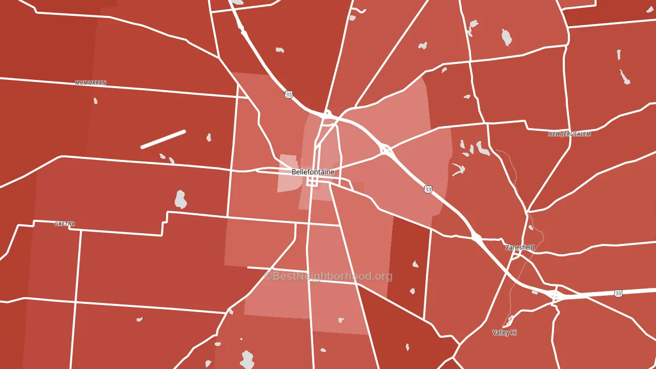 43311, OH block-group political-lean map