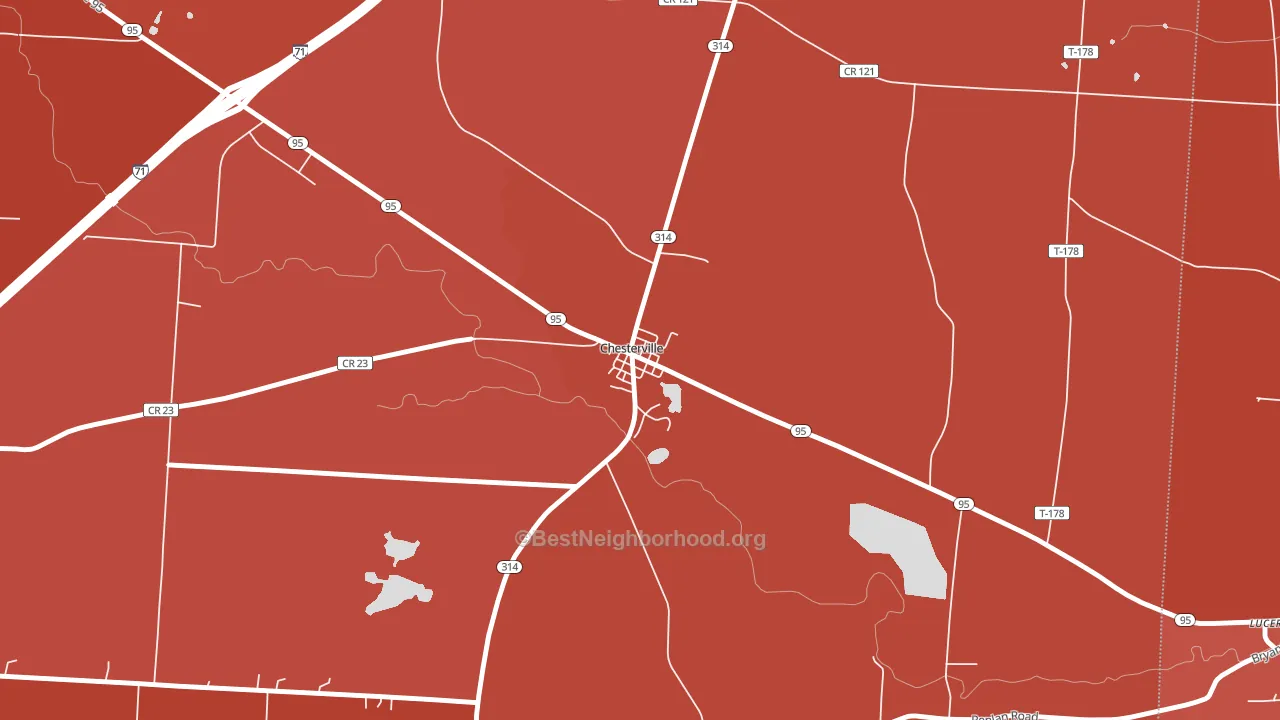 43317, OH block-group political-lean map