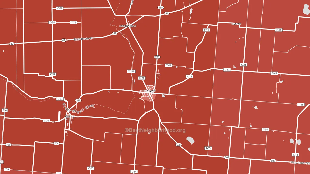43318, OH block-group political-lean map