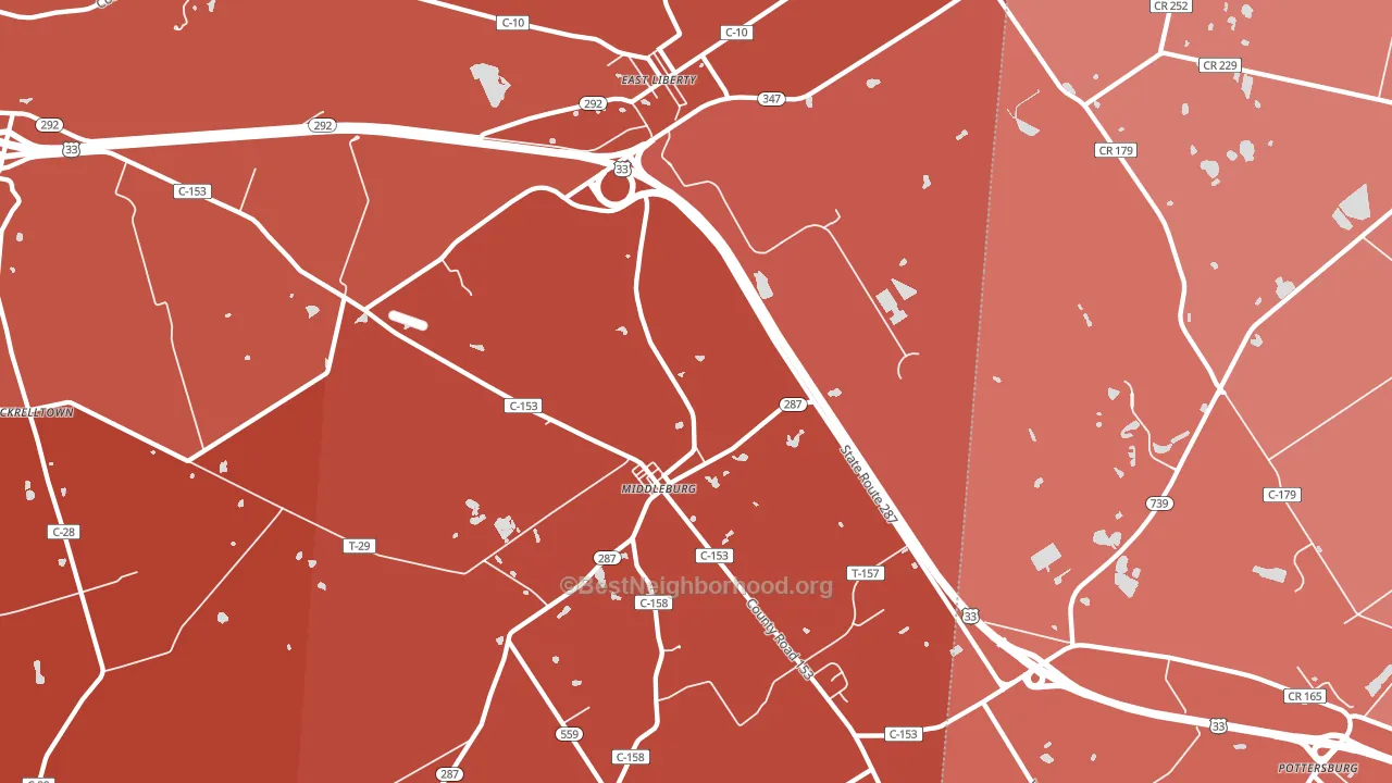 43319, OH block-group political-lean map