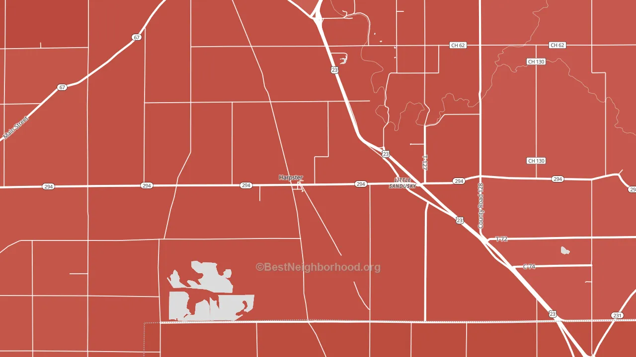 43323, OH block-group political-lean map