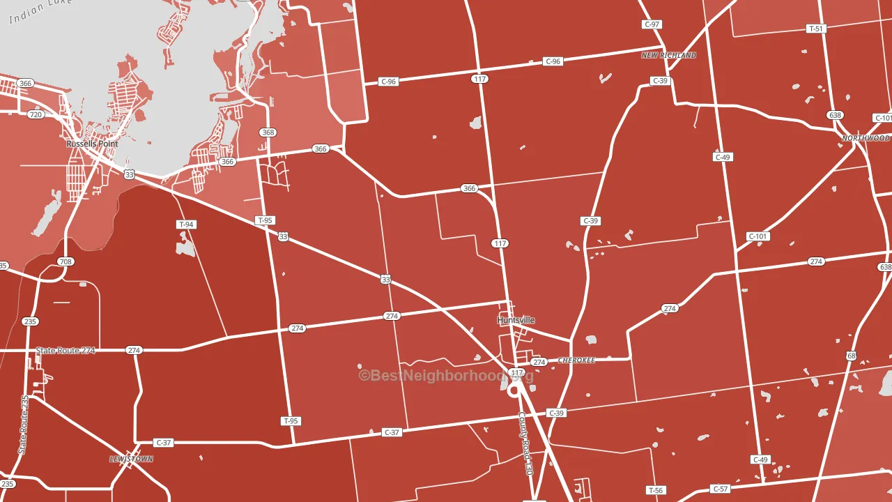 43324, OH block-group political-lean map