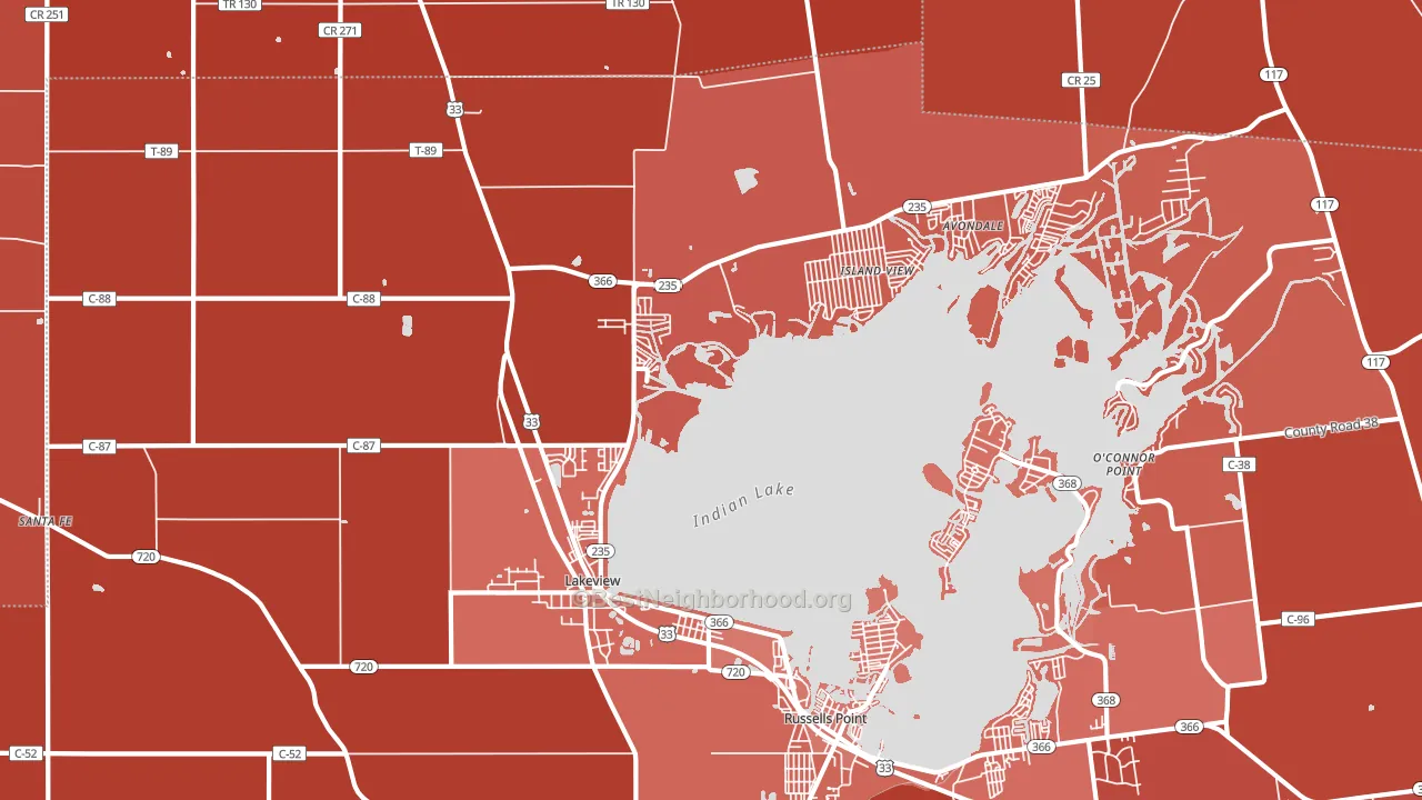 43331, OH block-group political-lean map