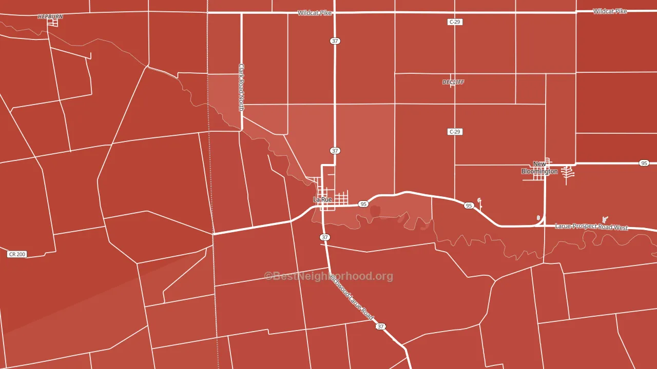 43332, OH block-group political-lean map