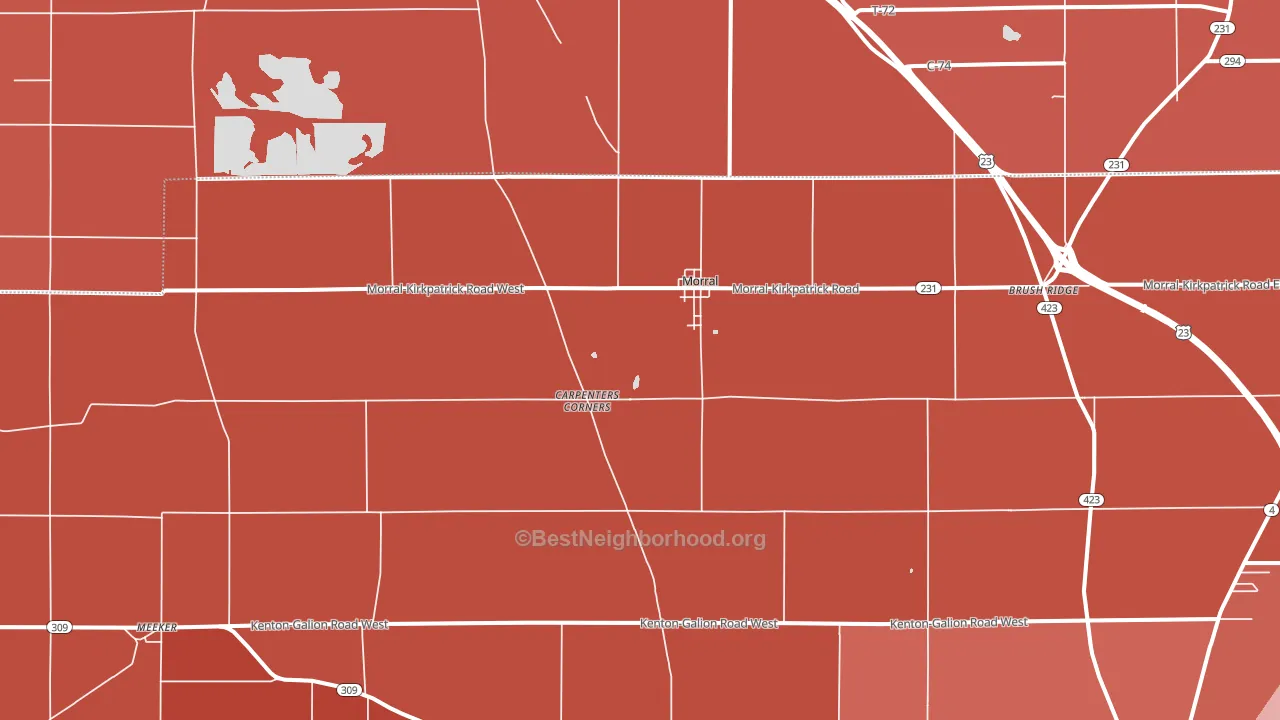 43337, OH block-group political-lean map