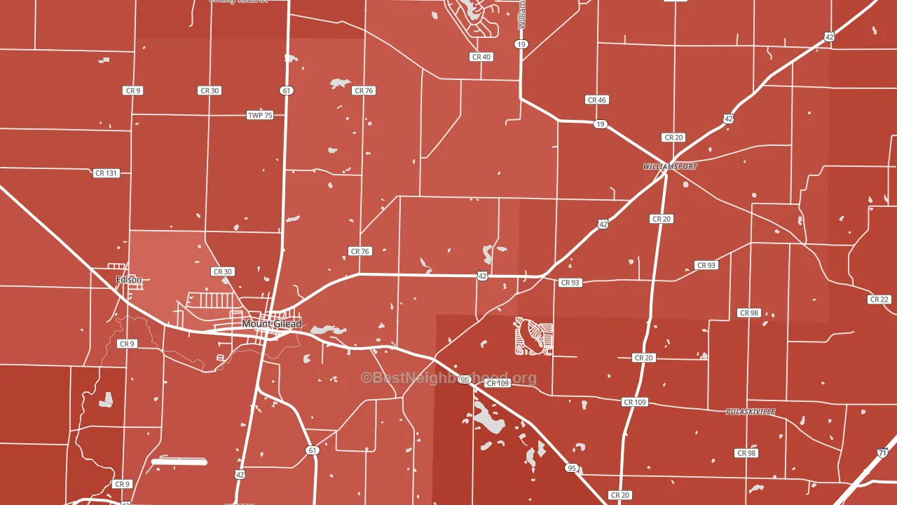 43338, OH block-group political-lean map