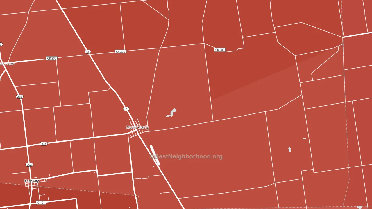 43340, OH block-group political-lean map