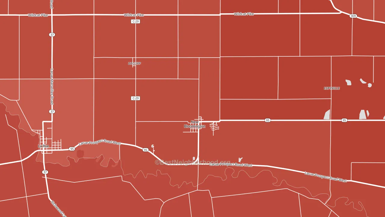 43341, OH block-group political-lean map