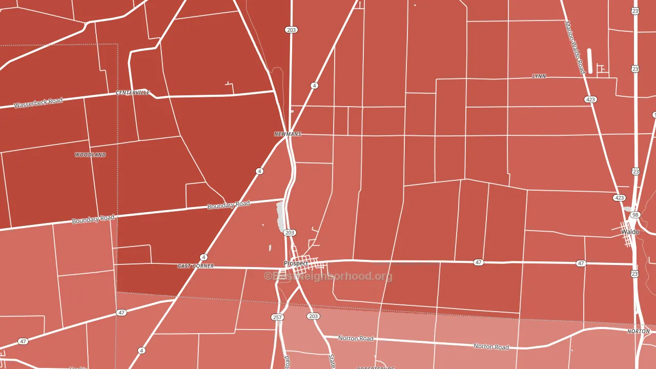 43342, OH block-group political-lean map