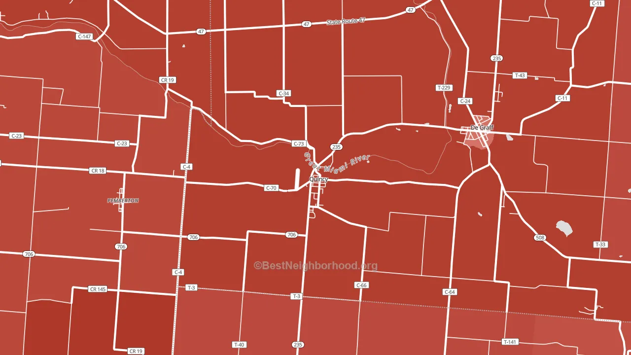43343, OH block-group political-lean map