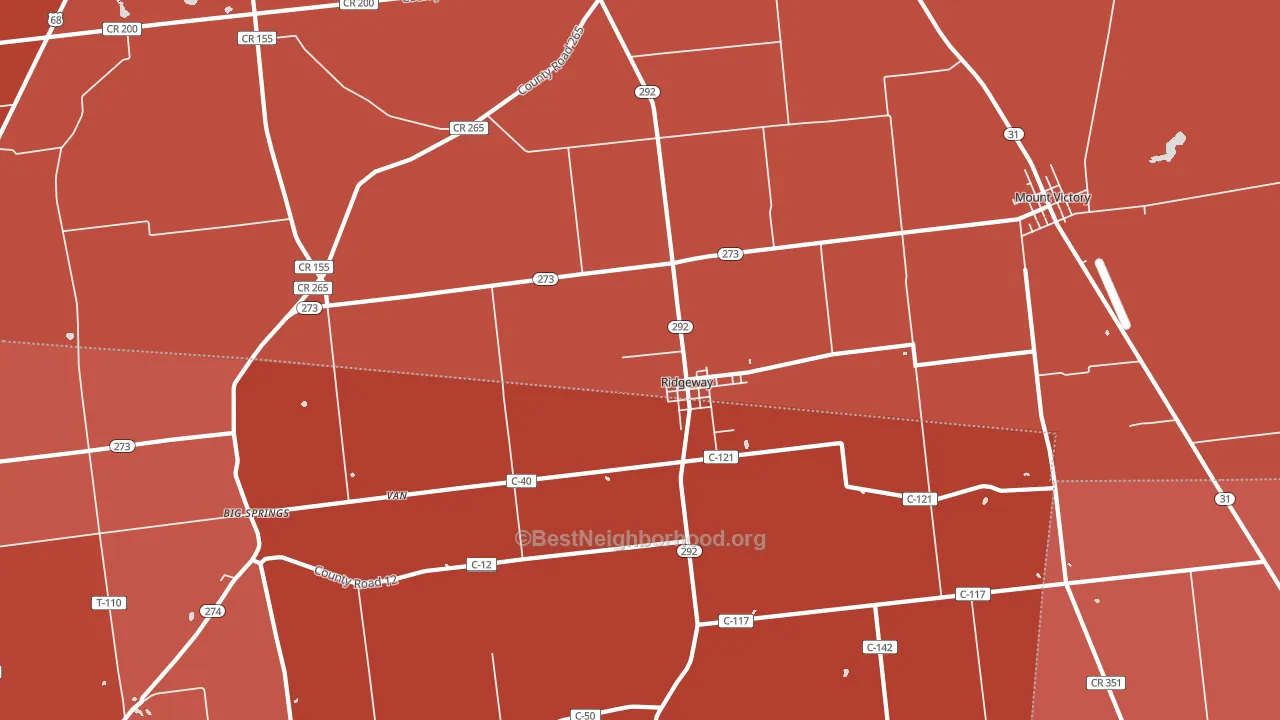 43345, OH block-group political-lean map
