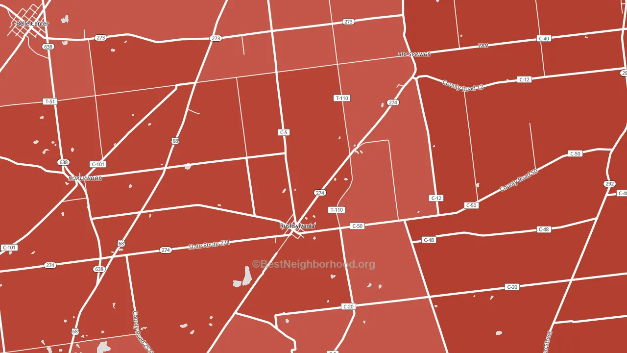 43347, OH block-group political-lean map