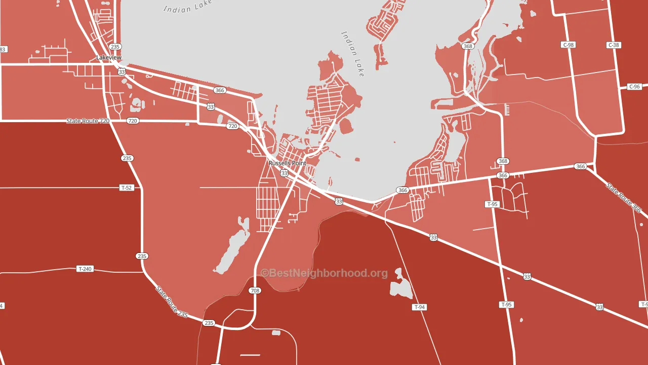 43348, OH block-group political-lean map