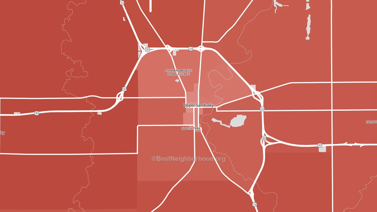 43351, OH block-group political-lean map