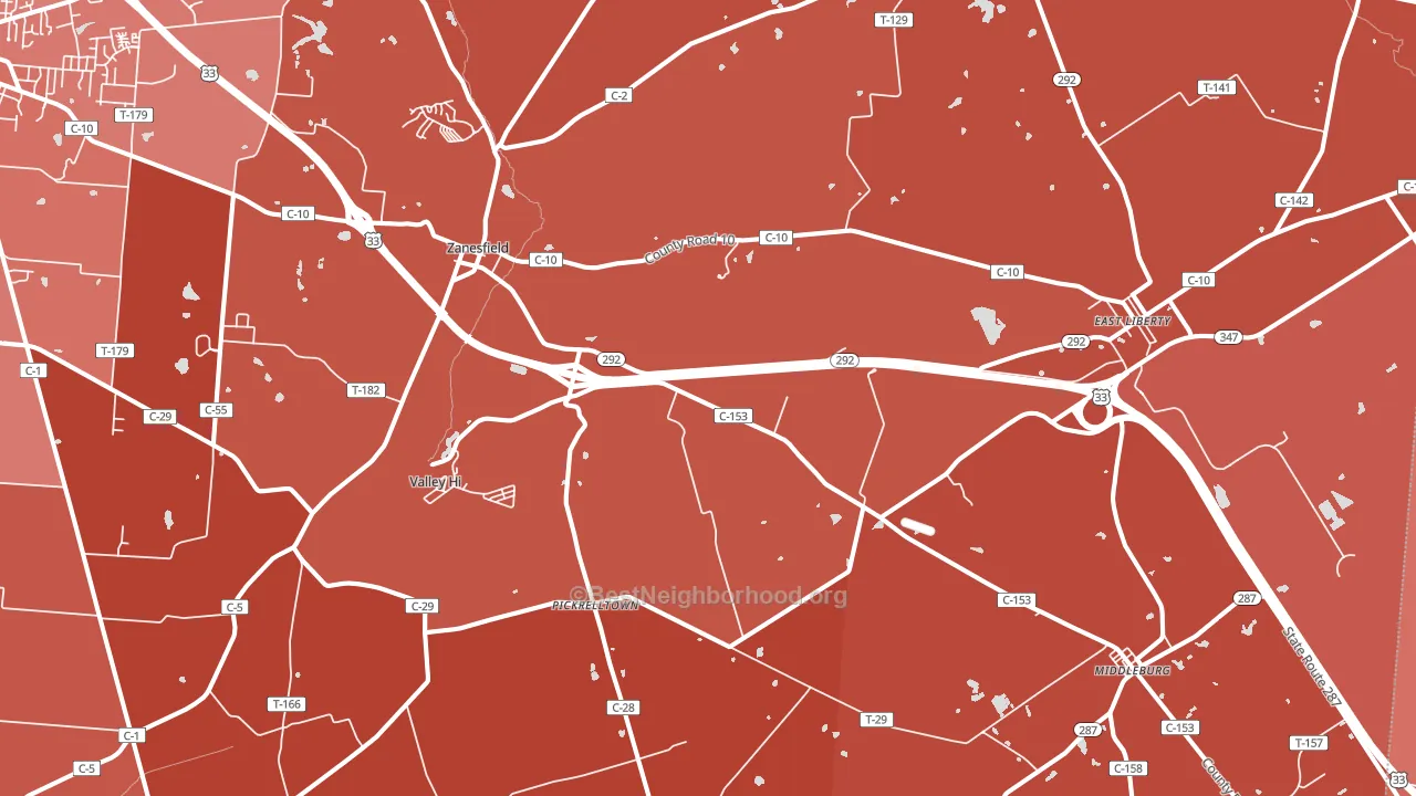 43360, OH block-group political-lean map