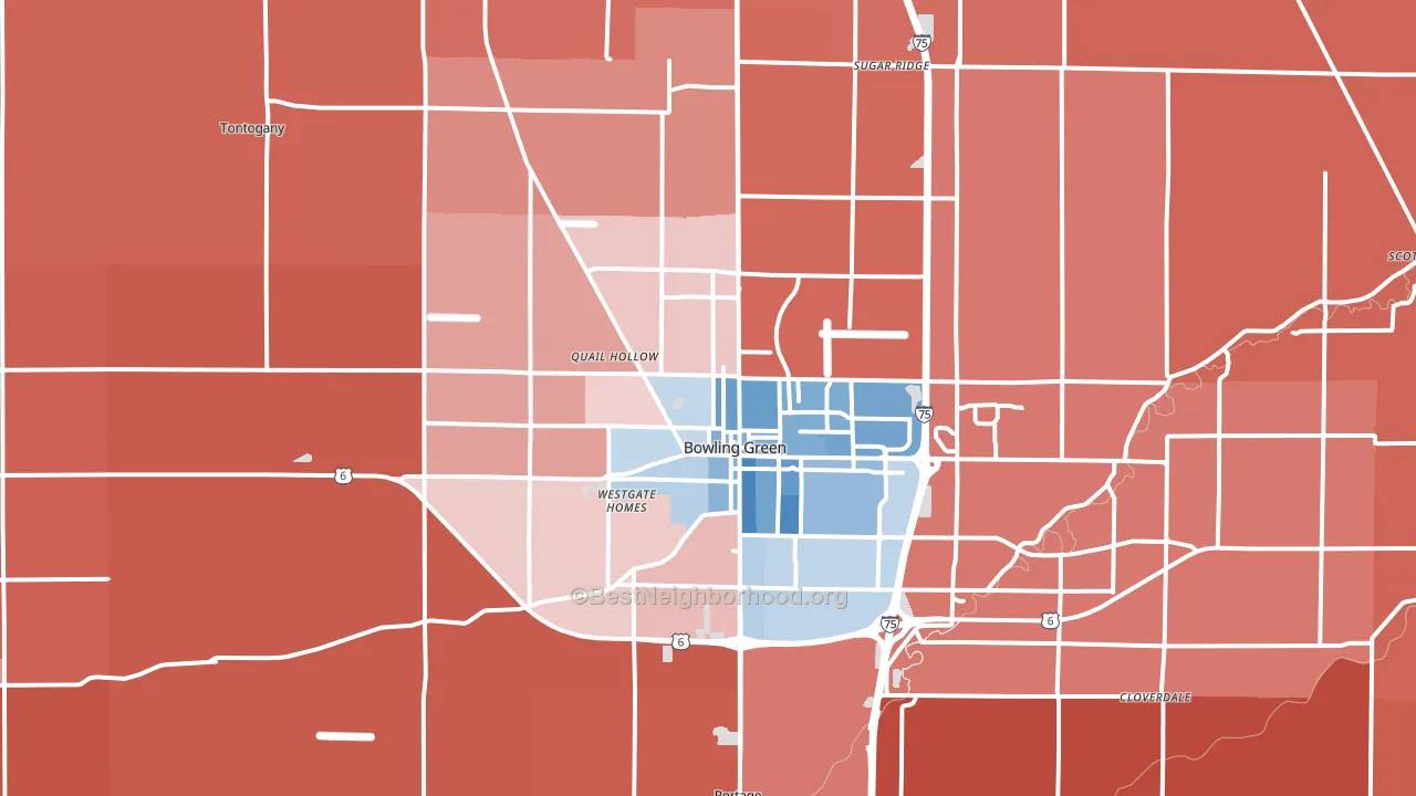 43402, OH block-group political-lean map