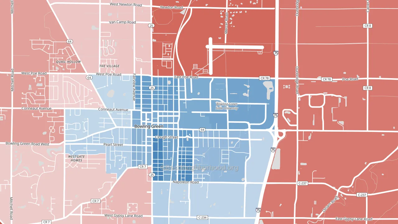 43403, OH block-group political-lean map