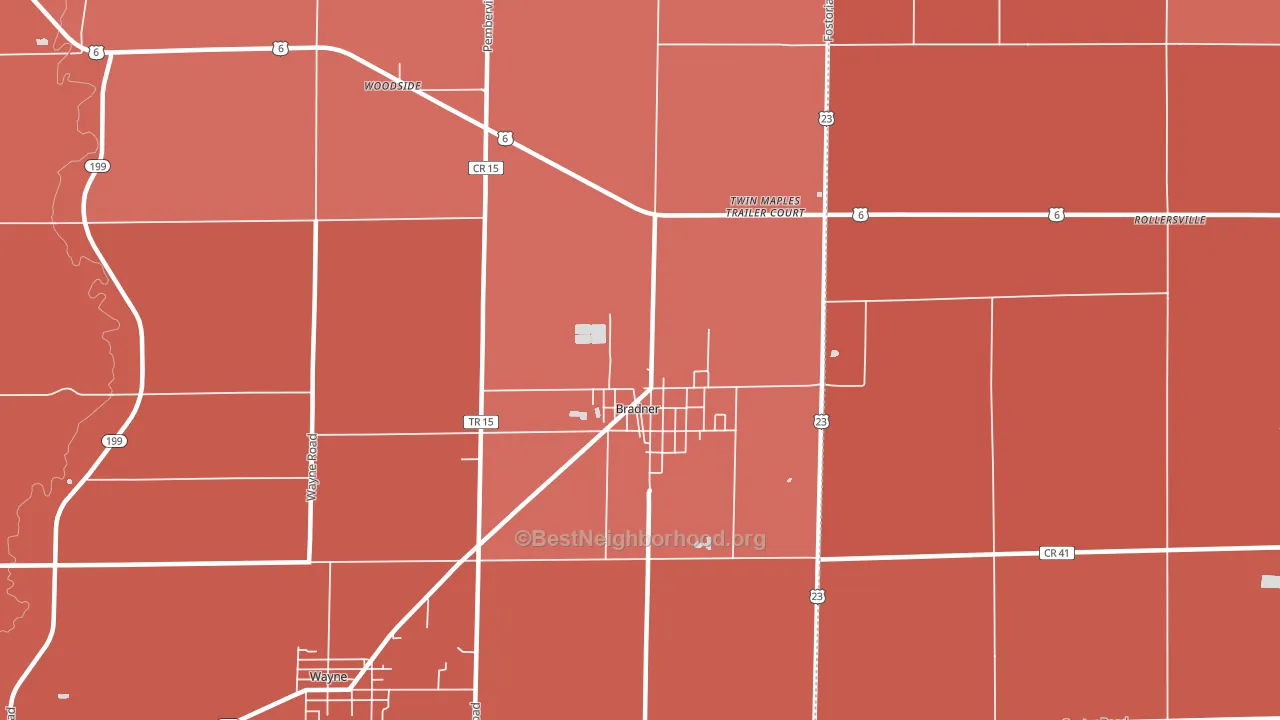 43406, OH block-group political-lean map