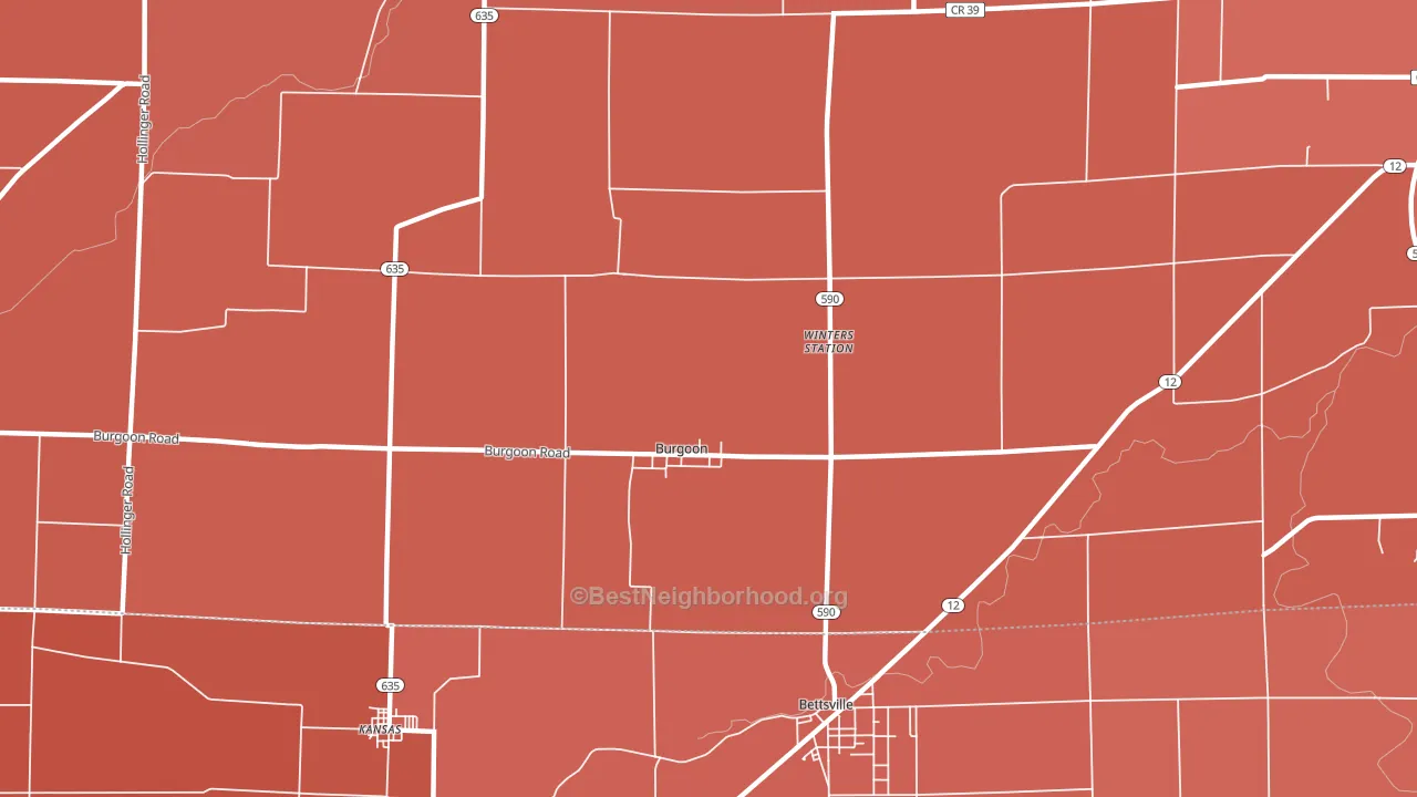 43407, OH block-group political-lean map